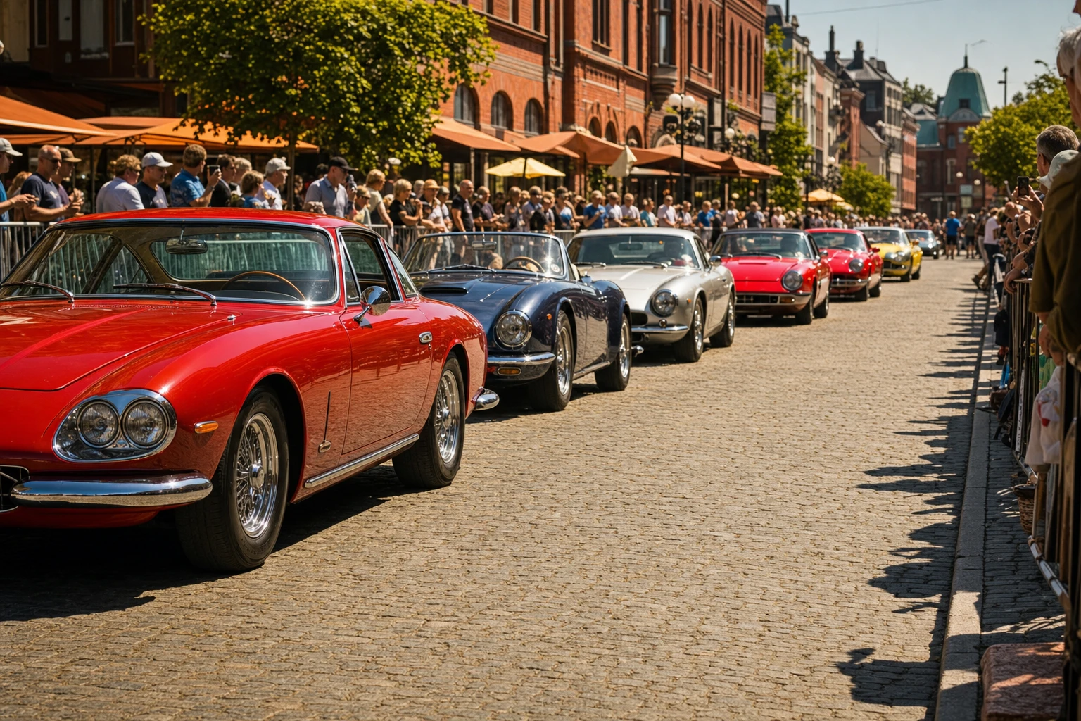 Racingbilar under en uppvisningskörning på Örebro Race Day